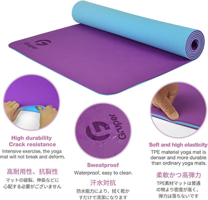 Yoga Mat Non Slip, Eco Friendly Exercise Mat with Carrying Strap