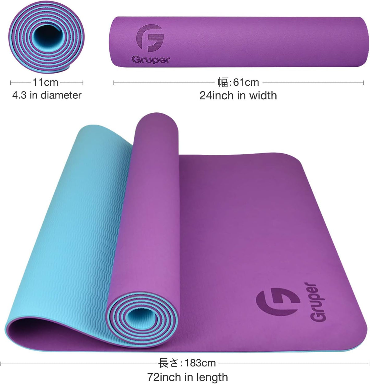 Yoga Mat Non Slip, Eco Friendly Exercise Mat with Carrying Strap
