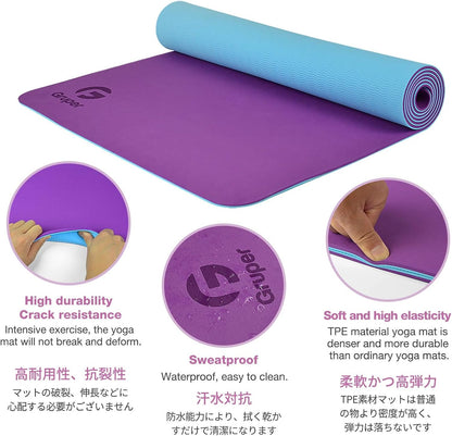 Yoga Mat Non Slip, Eco Friendly Exercise Mat with Carrying Strap