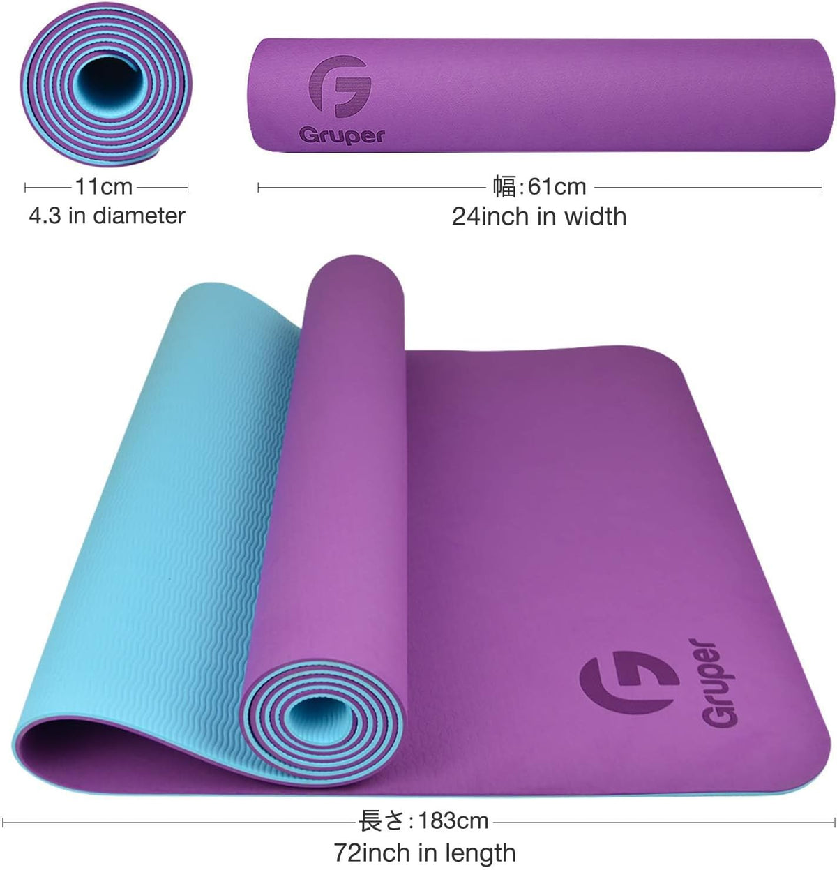 Yoga Mat Non Slip, Eco Friendly Exercise Mat with Carrying Strap