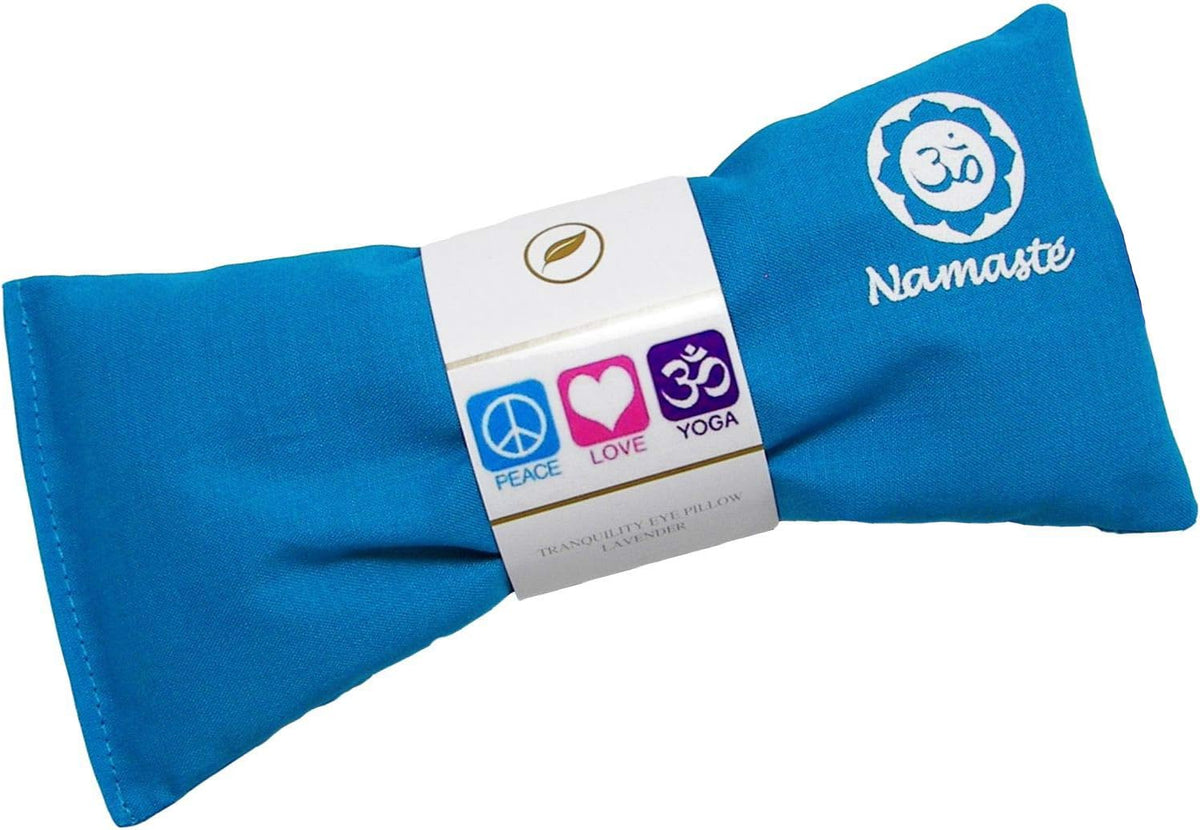 Lavender Eye Pillows - Yoga Eye Pillows Namaste Hot Cold Aromatherapy for Stress, Meditation, Spa, Relaxation Gifts - Made in USA Set of 4 - Turquoise Cotton