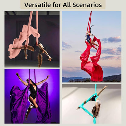 Aerial Silks, CE Certified, 9Yards Aerial Yoga Hammock Set | 8.2x2.8m/9Yards Silk w/2780 lbs MBL, Comes with Rigging Hardware & Daisy Chain, for Aerial Dance, Acrobatics, Home &Studio