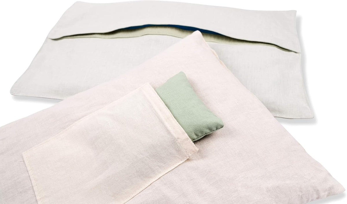 Aroma Mint Acupressure Pillow - 100% Cotton Linen with Natural Cork Filling - Aromatherapy Pillow for Back Pain and Neck Pain Relief