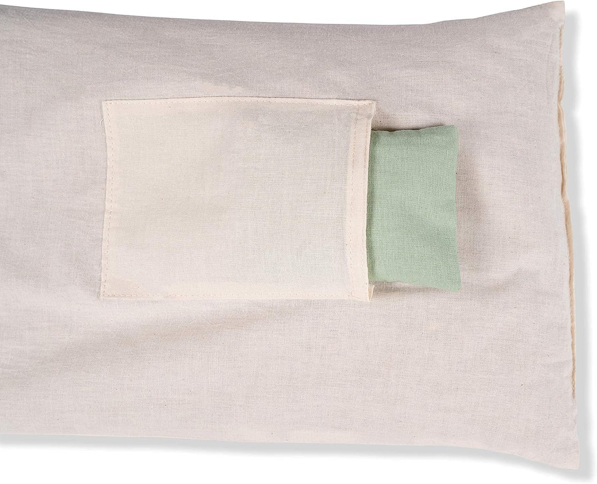 Aroma Mint Acupressure Pillow - 100% Cotton Linen with Natural Cork Filling - Aromatherapy Pillow for Back Pain and Neck Pain Relief