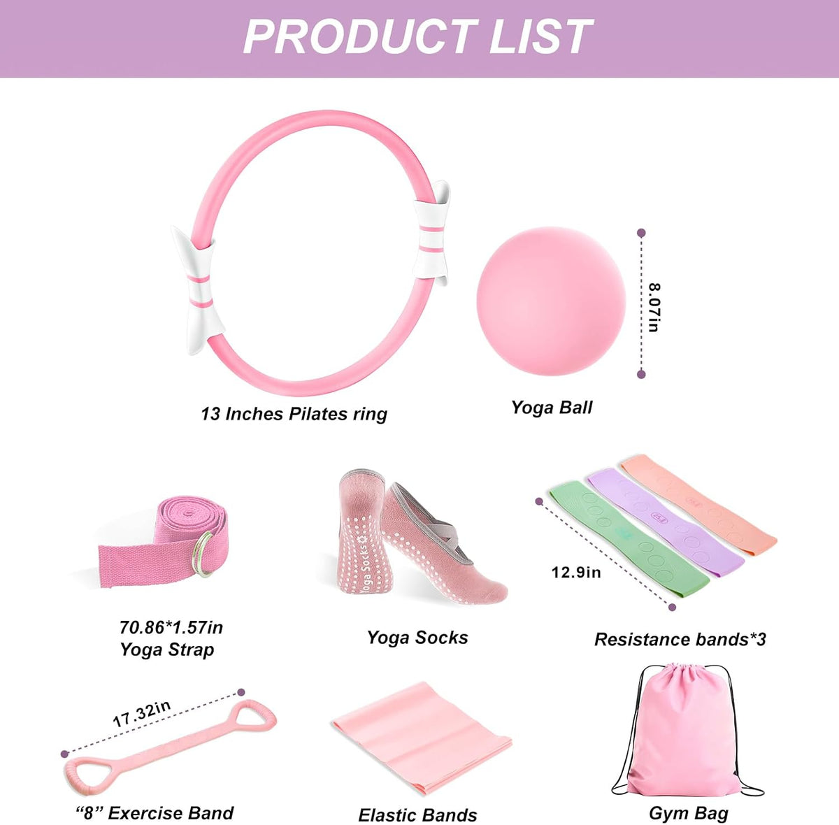 Pilates Kit,Home Pilates Ring Kit for Women,Pilates Equipment Ring and Ball Set with Pilates Ring, Pilates Ball, Resistance Bands, Figure 8 Band & Accessories Pilates Starter Kit