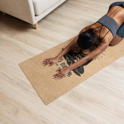 Cork Yoga Mat Black - 4mm FSC Cork & Natural Rubber, Excellent Grip, Sustainable Yoga Mat