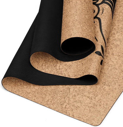 Cork Yoga Mat Black - 4mm FSC Cork & Natural Rubber, Excellent Grip, Sustainable Yoga Mat