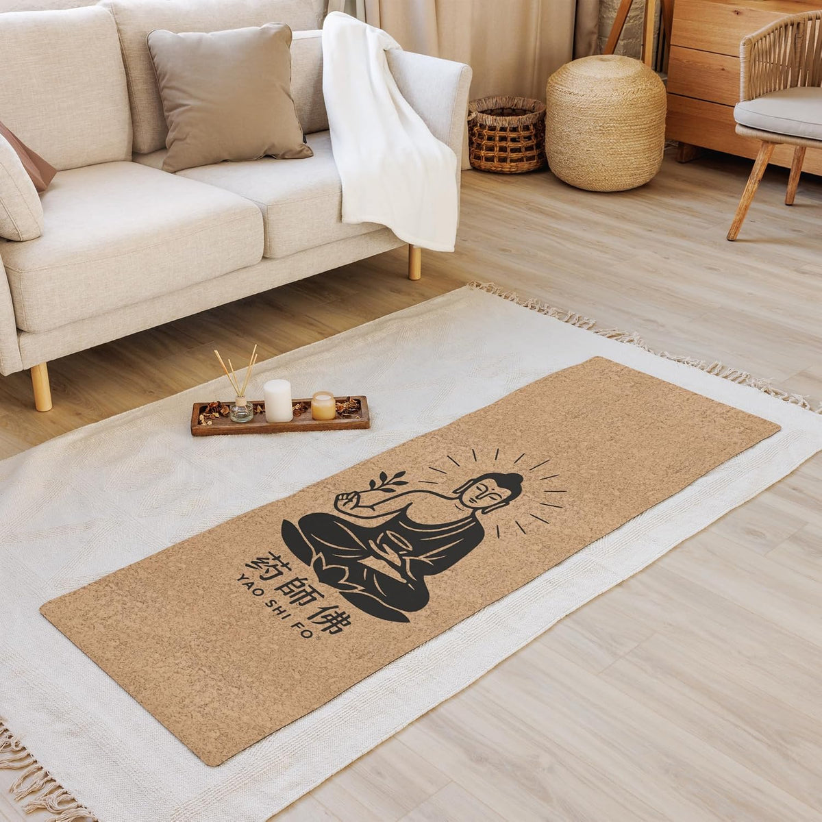 Cork Yoga Mat Black - 4mm FSC Cork & Natural Rubber, Excellent Grip, Sustainable Yoga Mat