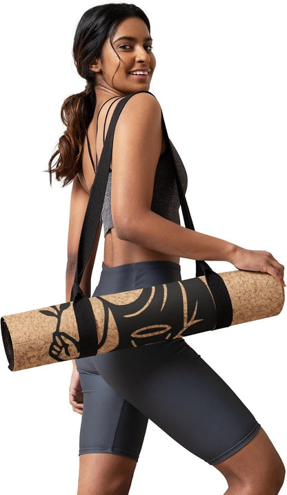 Cork Yoga Mat Black - 4mm FSC Cork & Natural Rubber, Excellent Grip, Sustainable Yoga Mat