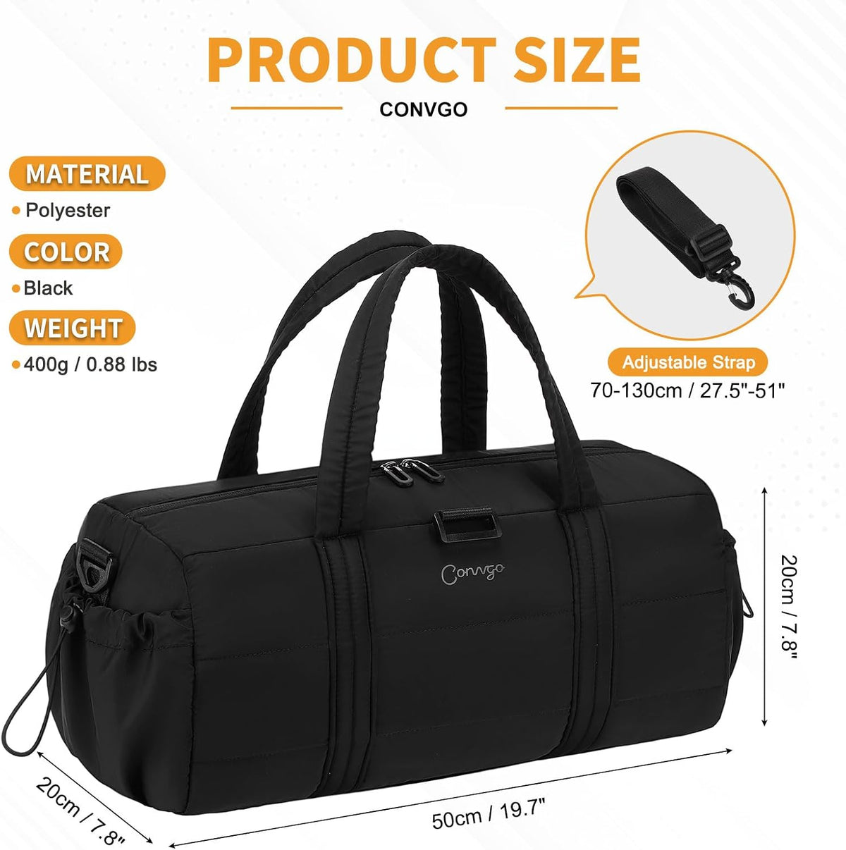 Small Gym Bag for Women Sports Duffel Bag w/Yoga Mat Holder Black