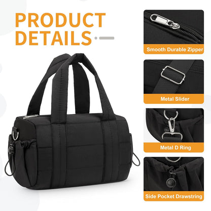 Small Gym Bag for Women Sports Duffel Bag w/Yoga Mat Holder Black