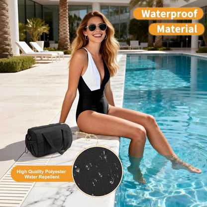 Small Gym Bag for Women Sports Duffel Bag w/Yoga Mat Holder Black