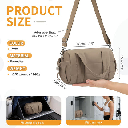 Small Gym Bag for Women Sports Duffel Bag w/Yoga Mat Holder Black