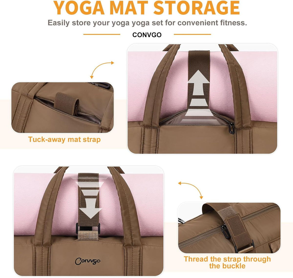 Small Gym Bag for Women Sports Duffel Bag w/Yoga Mat Holder Black