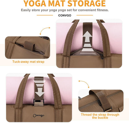 Small Gym Bag for Women Sports Duffel Bag w/Yoga Mat Holder Black