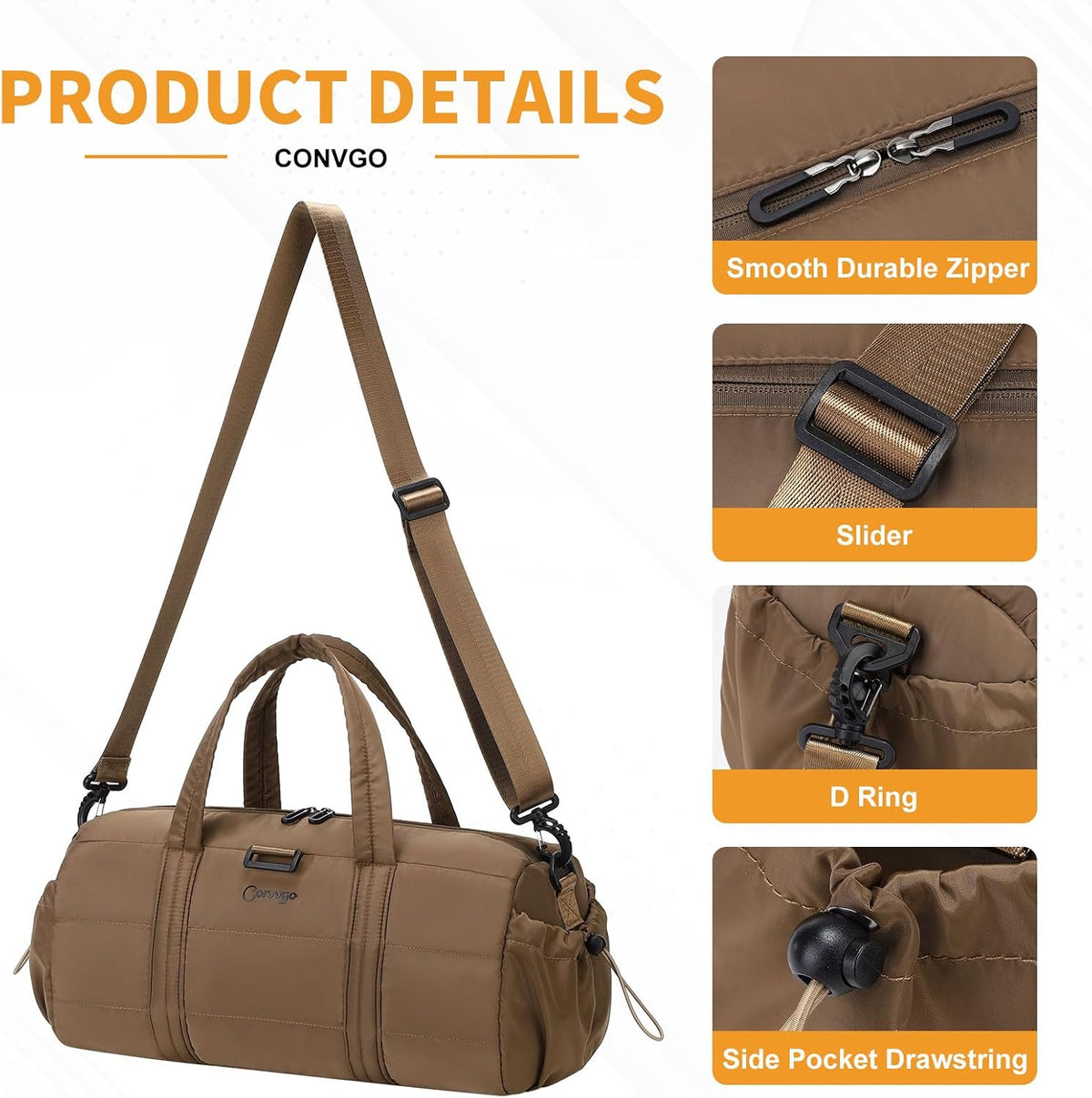 Small Gym Bag for Women Sports Duffel Bag w/Yoga Mat Holder Black