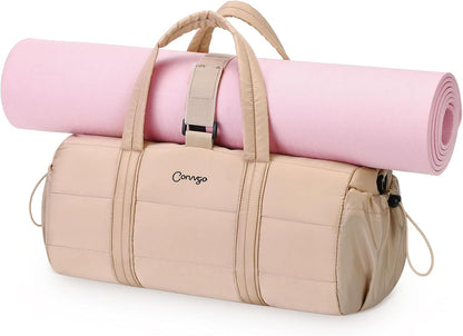 Small Gym Bag for Women Sports Duffel Bag w/Yoga Mat Holder Black