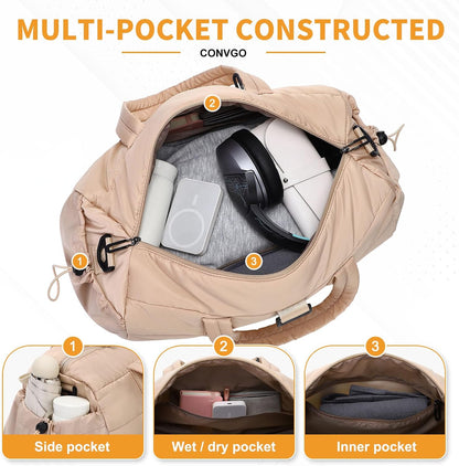 Small Gym Bag for Women Sports Duffel Bag w/Yoga Mat Holder Black
