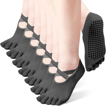7 Pairs Yoga Toe Socks with Grip Women