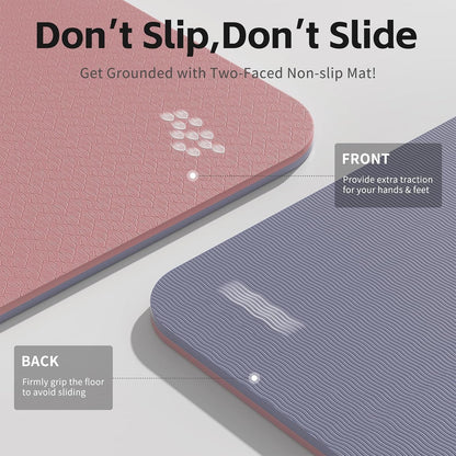Yoga Mat 8mm TPE Non‑Slip Fitness Mat with Strap for Home Workouts