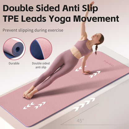 Yoga Mat 8mm TPE Non‑Slip Fitness Mat with Strap for Home Workouts