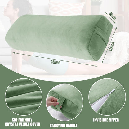 Shredded Foam Yoga Bolster Pillow for Restorative Yoga & Meditation, Versatile Rectangular Yoga Support Pillow Premium Meditation Cushion with Washable Velvet Cover& Carry Handle
