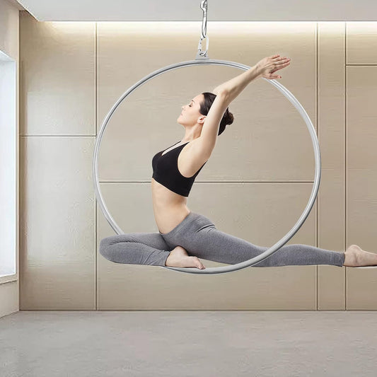 Aerial Hoop, 85cm/90cm Aerial Ring Set Fully Strength Tested 250LBS Single Point Circus Aerial Equipment Yoga Hoop with Accessories, Circus Props Great for Dancing Studio