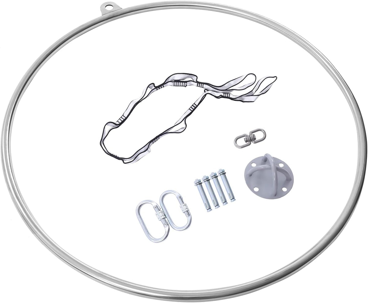 Aerial Hoop, 85cm/90cm Aerial Ring Set Fully Strength Tested 250LBS Single Point Circus Aerial Equipment Yoga Hoop with Accessories, Circus Props Great for Dancing Studio