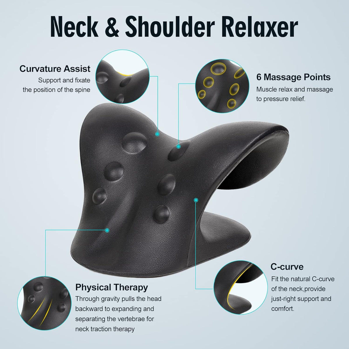 Neck Stretcher for Pain Relief, Neck and Shoulder Relaxer Cervical Traction Device Pillow for Muscle Relax and TMJ Pain Relief (Blue)