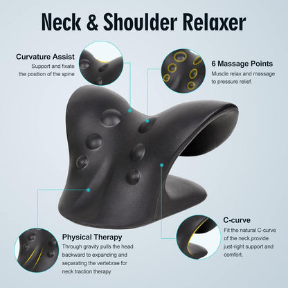 Neck Stretcher for Pain Relief, Neck and Shoulder Relaxer Cervical Traction Device Pillow for Muscle Relax and TMJ Pain Relief (Blue)