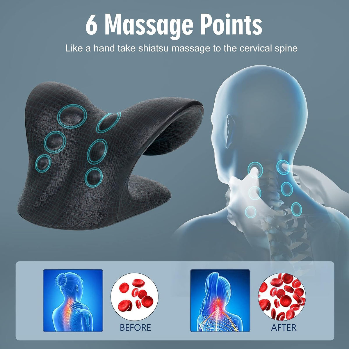 Neck Stretcher for Pain Relief, Neck and Shoulder Relaxer Cervical Traction Device Pillow for Muscle Relax and TMJ Pain Relief (Blue)