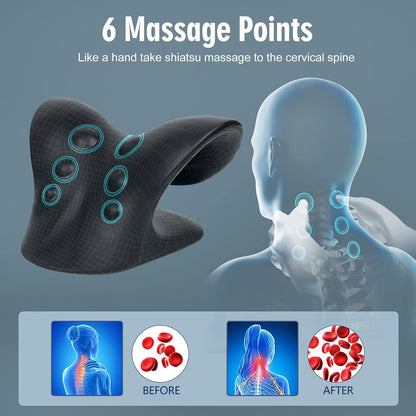 Neck Stretcher for Pain Relief, Neck and Shoulder Relaxer Cervical Traction Device Pillow for Muscle Relax and TMJ Pain Relief (Blue)