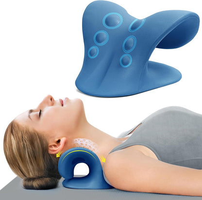 Neck Stretcher for Pain Relief, Neck and Shoulder Relaxer Cervical Traction Device Pillow for Muscle Relax and TMJ Pain Relief (Blue)