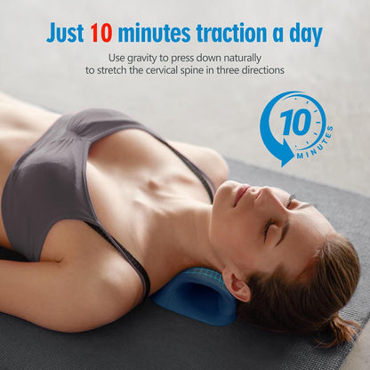 Neck Stretcher for Pain Relief, Neck and Shoulder Relaxer Cervical Traction Device Pillow for Muscle Relax and TMJ Pain Relief (Blue)