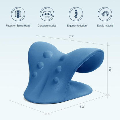 Neck Stretcher for Pain Relief, Neck and Shoulder Relaxer Cervical Traction Device Pillow for Muscle Relax and TMJ Pain Relief (Blue)