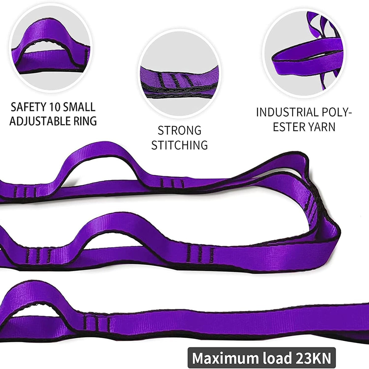 Aerial Yoga Hammock Daisy Chains Strap, Strong 22kN Adjustable with 10 Loops, No Stretch, Yoga Straps Nylon Chain Sling for Aerial Yoga,Swing, Hammock, Suspension, Exercise