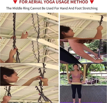 Aerial Yoga Hammock Daisy Chains Strap, Strong 22kN Adjustable with 10 Loops, No Stretch, Yoga Straps Nylon Chain Sling for Aerial Yoga,Swing, Hammock, Suspension, Exercise