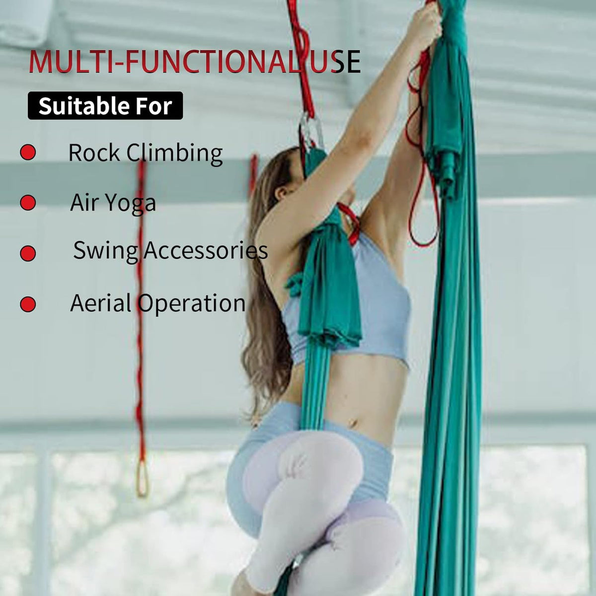 Aerial Yoga Hammock Daisy Chains Strap, Strong 22kN Adjustable with 10 Loops, No Stretch, Yoga Straps Nylon Chain Sling for Aerial Yoga,Swing, Hammock, Suspension, Exercise