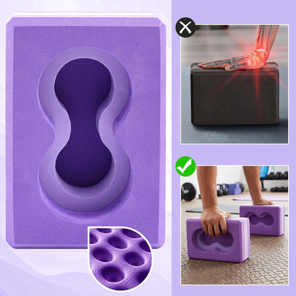 Yoga Blocks 2 Pack for Wrist Relief,Yoga Block with Knee Pads Strap