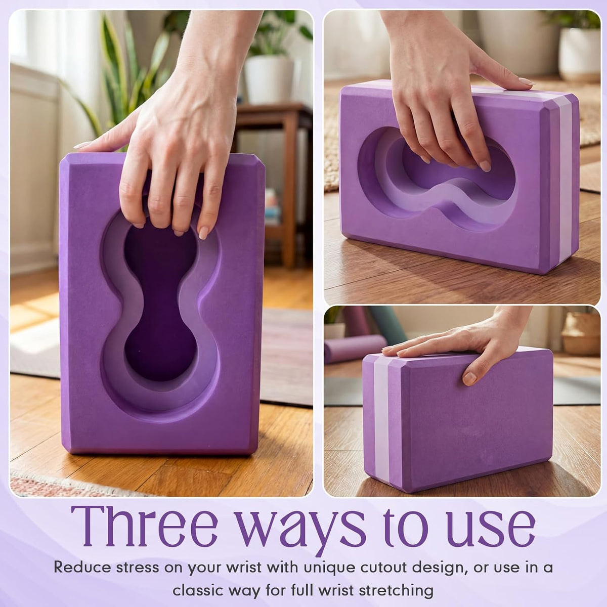Yoga Blocks 2 Pack for Wrist Relief,Yoga Block with Knee Pads Strap
