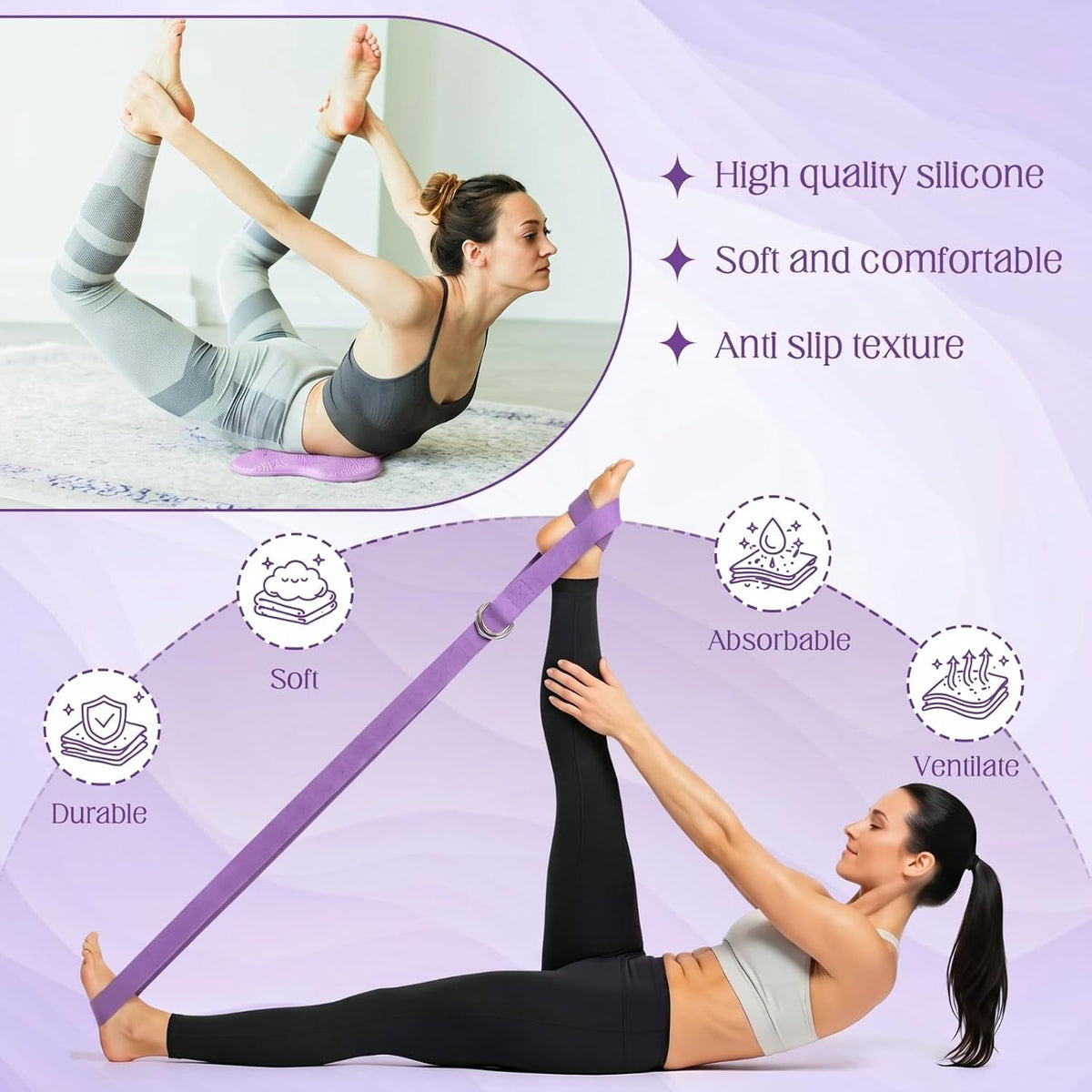 Yoga Blocks 2 Pack for Wrist Relief,Yoga Block with Knee Pads Strap