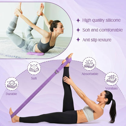 Yoga Blocks 2 Pack for Wrist Relief,Yoga Block with Knee Pads Strap