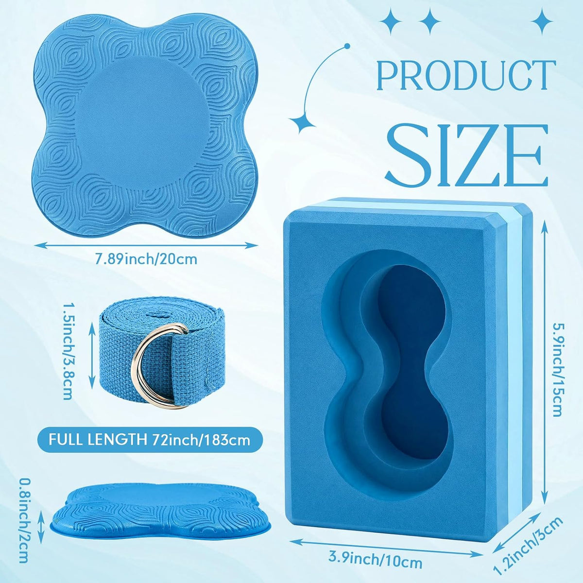 Yoga Blocks 2 Pack for Wrist Relief,Yoga Block with Knee Pads Strap