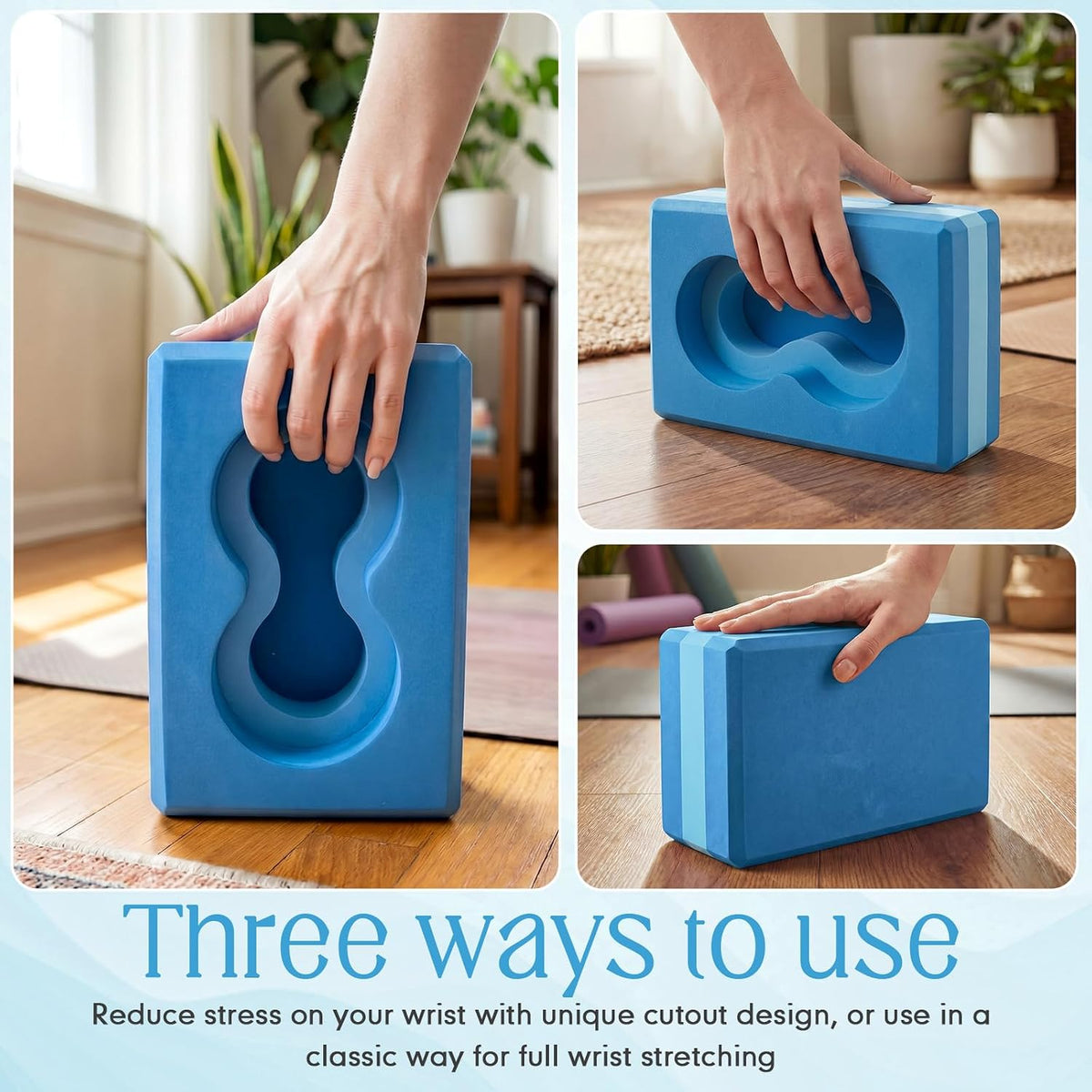 Yoga Blocks 2 Pack for Wrist Relief,Yoga Block with Knee Pads Strap