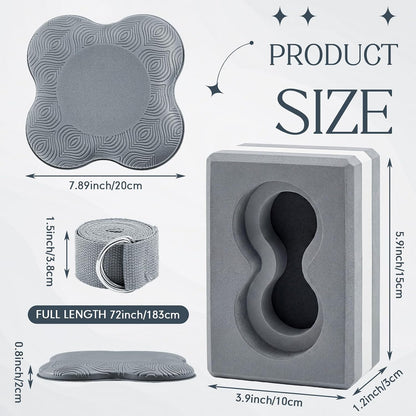 Yoga Blocks 2 Pack for Wrist Relief,Yoga Block with Knee Pads Strap