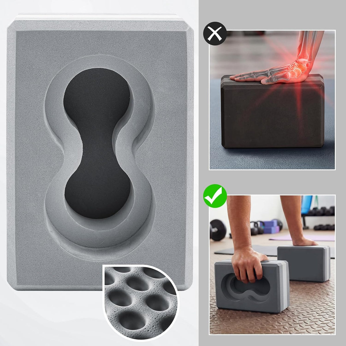 Yoga Blocks 2 Pack for Wrist Relief,Yoga Block with Knee Pads Strap