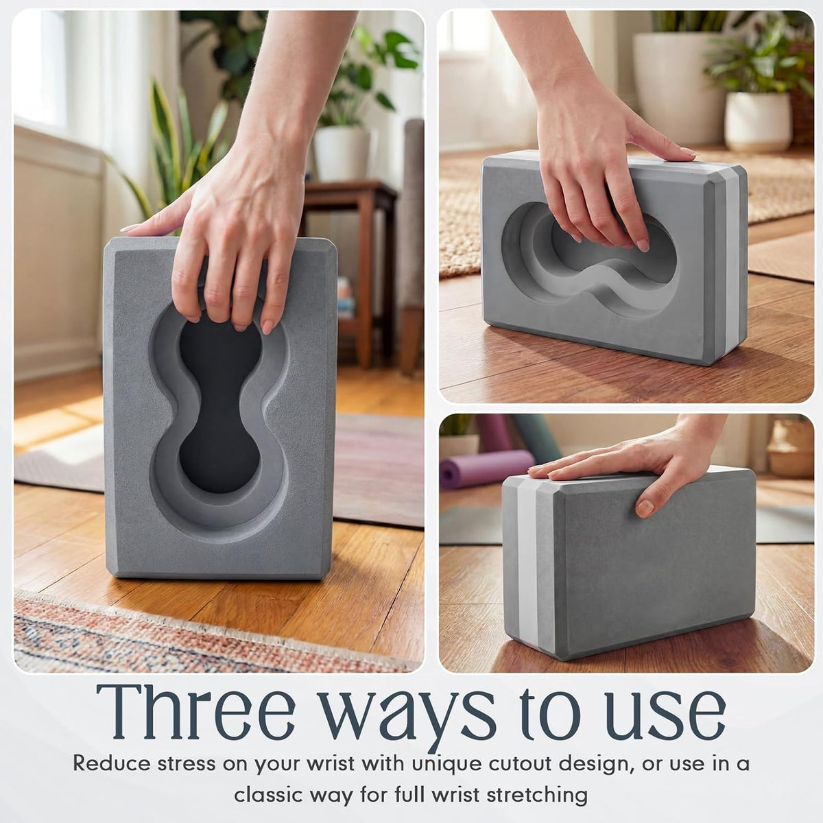 Yoga Blocks 2 Pack for Wrist Relief,Yoga Block with Knee Pads Strap