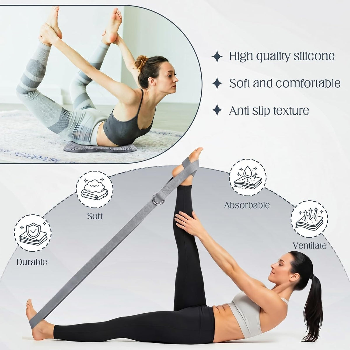 Yoga Blocks 2 Pack for Wrist Relief,Yoga Block with Knee Pads Strap