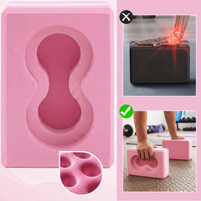 Yoga Blocks 2 Pack for Wrist Relief,Yoga Block with Knee Pads Strap