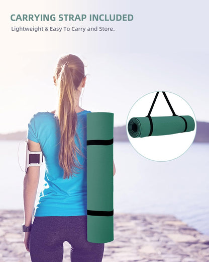 Yoga Mat Non Slip, Anti-Tear 1/4 Thick TPE Yoga Mats for Women and Men, 72"x24" Exercise & Fitness Mat with Carrying Strap, Workout Mats for Yoga, Pilates and Floor Exercise